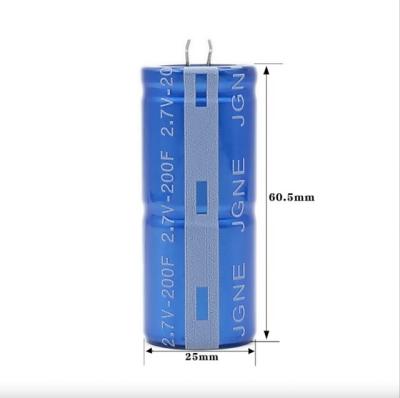 China Newest Factory Price Wholesale Size Voltage 2.7V 200F Automotive Super Capacitors 2.7V 200F 25*60.5mm for sale