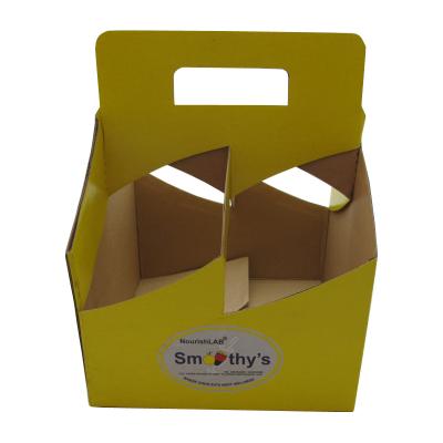 China Portable Recyclable Beer Box Coffee Carrier 2 PCS 4 PCS Corrugated Foldable Wine Box Box With Handle for sale