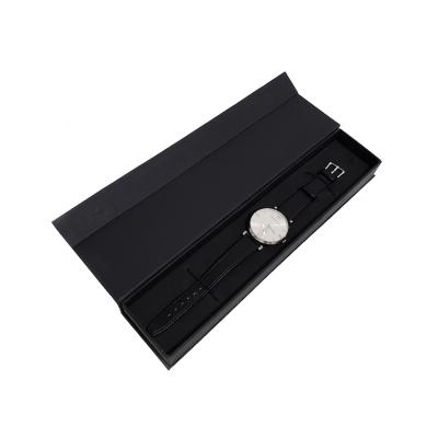 China Recyclable Hardcover Kraft Paper Box Black Custom Watch Box With Eva for sale