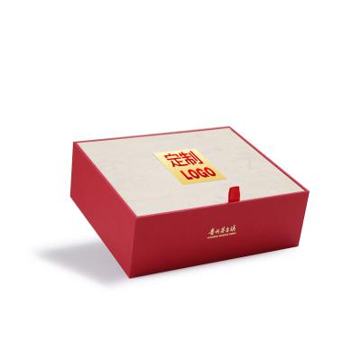 China Recyclable Red Magnetic Gift Box With Flocking Blister Insert For Wine Bottles And Glasses Packaging Box for sale