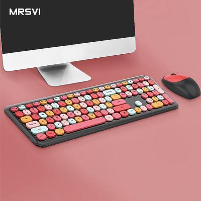 China New Arrival Wireless Laptop 2.4G 110 Keys Keyboard Portable Cute Colorful Mouse Combo Wireless For Girl for sale