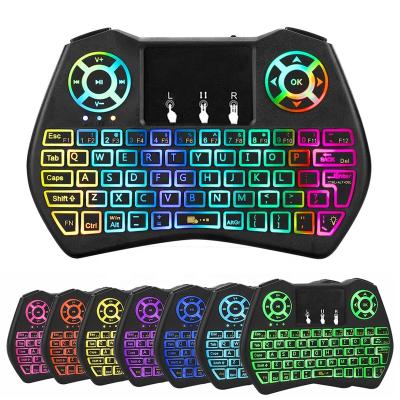 China Mini Wireless Keyboard I9 Plus Colorful Backlight Air Mouse with Touchpad Remote Control Work for Android TV BOX/TV/Mini PC/Projector/X96 for sale