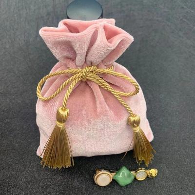 China huahao handled customized 5x7cm necklace drawstring velvet pouch bag for jewelry for sale