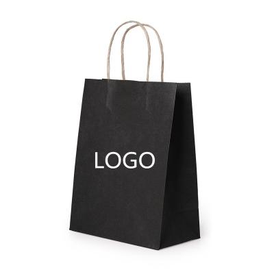 China 2022 Business Luxury Biodegradable Black Gift Custom Printed Logo Jewelry Packaging Kraft Paper Bag for sale