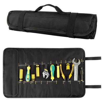 China Large Portable Waterproof Tool Roll Up Pocket 22 Pockets Handyman Craft Electrician Wrench Roll Organizer Bag for sale