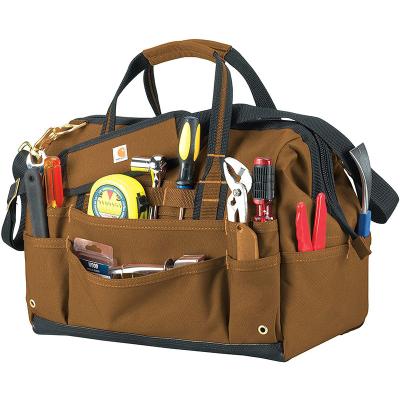 China Fashion Pockets Heavy Duty Multi Durable Heavy Duty Wide Mouth 16 Inch Organizer Electrician Tools Craftman Tool Tote Bag for sale