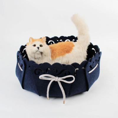 China Breathable Customized Accepted Felt Basket Form Cat Nest Small Animals Cave Nest Pet Sleeping Place Pet Bed for sale