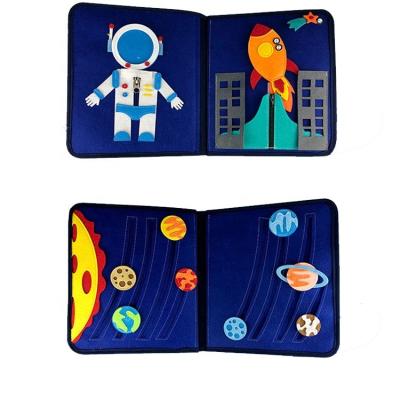 China High Quality 2023 New Handmade Toys Space Pattern Design Fabric Book Felt Soft Quiet Busy Board Felt Board Busy With Puzzle Game for sale