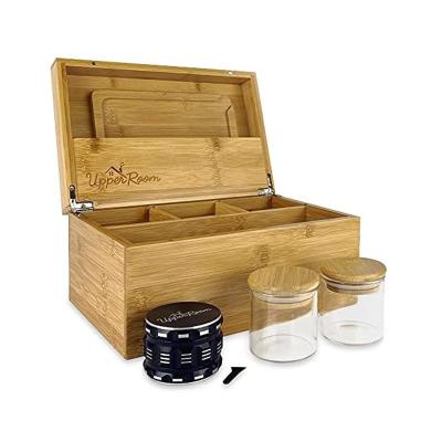 China Wood Box Gift Box Removable Dividers, Large Bamboo Stash Box Combo Kit, Wooden Storage Box SetStash Box with Accessories, Stash Box with Tray for sale