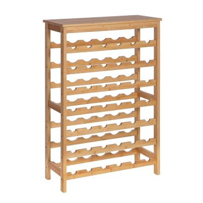 China Sustainable Bamboo Wobble-Free Bottle Holder for Kitchen 7-Tier Display Wine Storage Shelves with Table Top,Wine Rack Free Standing Floor for sale