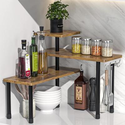 China Home.Office.Restaurant.Bar.Hotel.Wedding. Super Markets Promotion Wood Moveable Corner Shelf Organizer for Kitchen Counter,Bathroom,Coffee Area,Dresser Table Wood Kitchen Countertop Organizer for sale