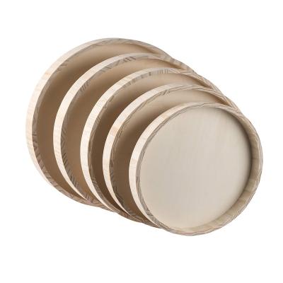 China Sustainable Five Piece Set of Round Shape Wood Trays for Kitchen Nesting Trays for Serving Food, Snacks,Wooden Nested Serving Trays for sale