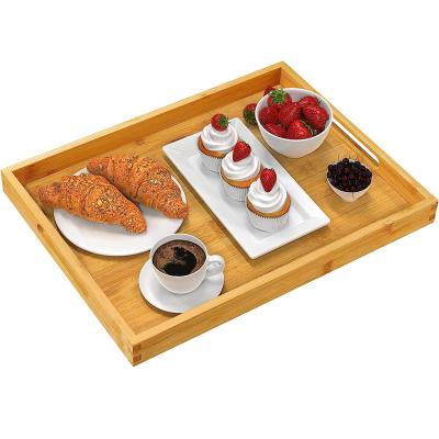 China Home.Restaurant.Bar.Hotel.Wedding. Super Markets Promotion Breakfast Tray for Eating, Working, Storing, Used in Bedroom, Kitchen, Living Room Bamboo Wooden Serving Tray with Handle for sale