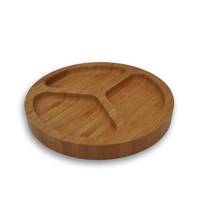 China Bamboo Lattice Three Fruit Tray Bamboo Food Tray Natural Wood for sale