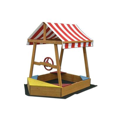 China Thru Wholesale Wooden Kid Boat Sandpit With Sunroof for sale