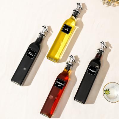 China 500ml Sustainable 20oz Stocked Kitchen Essential Glass Olive Bottle Glass Olive Oil Dropper Dropper Frying Oil Essential Bottles for sale