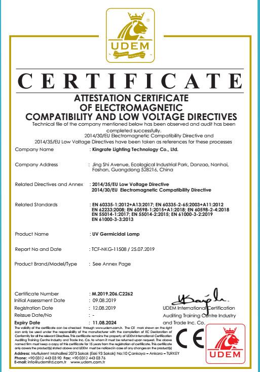 CE - Foshan Kingrate Optoelectronic Technology Co., Ltd.