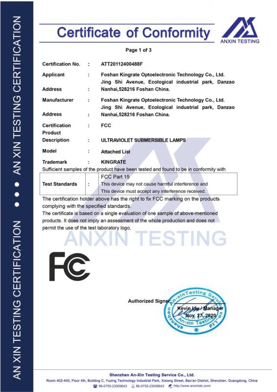 FCC - Foshan Kingrate Optoelectronic Technology Co., Ltd.