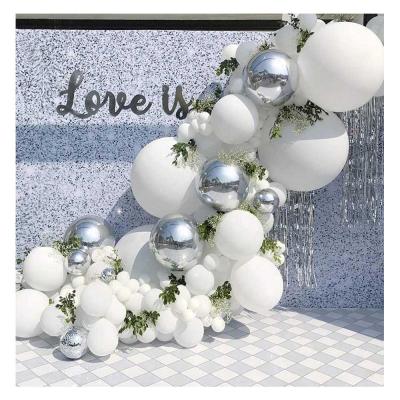 China White Valentine's Day Gift Toy Valentine's Day 4D Foil Decor Garland Arch Silver Mylar Balloon Latex Balloon Kit Large for sale