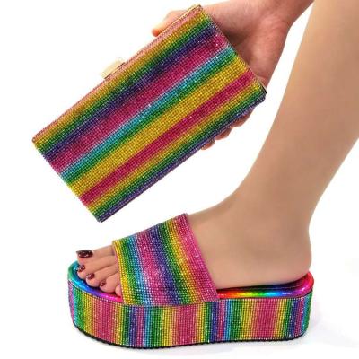 China African Fashion Trend AB9034 AB9034 High Quality Shoes With Matching Bags Rainbow Color Shoes For Woman for sale