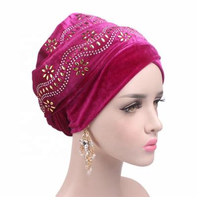 China A638 Viable Flower Beanie Bonnet Chemo Cap Stretchy For Ladies Bandanas African Head Wrap Turban For Woman for sale