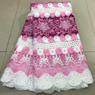 China AL2592Z Sustainable Luxury Stoned Pink Tulle Lace Embroidery 2019 Fabric For Ladies for sale