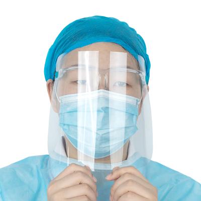 China ANDX transparent protective  face shield with glasses frame Medical Face shield en venta