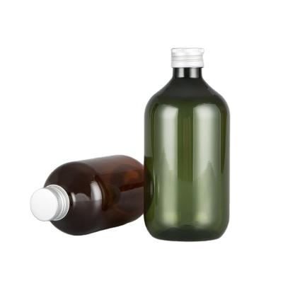 China Wholesale 500ml Cosmetic Green Plastic Bottle With Aluminum Cap for sale