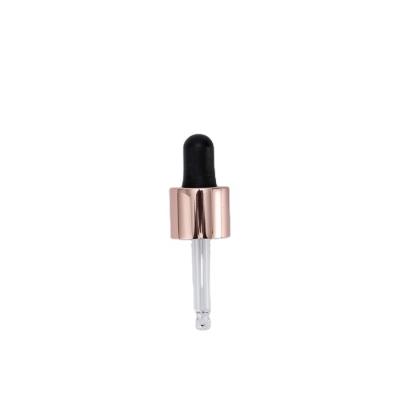 China Personal Care 18mm Black Silicone Rubber Rose Gold Collar Glass Tube Aluminum Dropper For Glass Dropper Bottle for sale