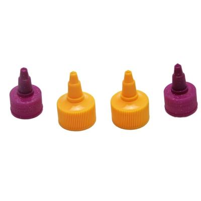 China Non Spill YVES Excellent Quality Orange And Purple Bottle Packaging 24/410 Plastic Twist Top Cap for sale