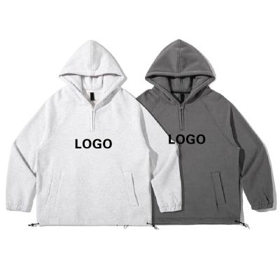 China Custom Logo Front Long Sleeve Gray Fleece Raglan Sleeve Cotton Breathable Pullover Casual Hoodie For Men for sale