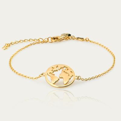 China Custom Vintage Mens Womens Stainless Steel Heart Map Bracelets Necklace Charm Africa Earth World Map Bracelet for sale