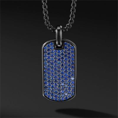 China Fashion Stainless Steel Men's Romantic Gunmetal Men's Black Dog Tag Choker Tourmaline Statement Sublimation Pendant Necklace for sale