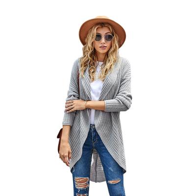 China 2020 Fall Winter Solid Anti-wrinkle Wholesale Knitted Cape Collar Cardigan Sweater Coat Women Sweaters Loose Long for sale