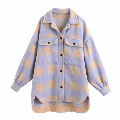 China 2020 Custom Breathable Winter Women's Plaid New Autumn Plus Size Coat Shirt Soft Casual Women's Coat for sale