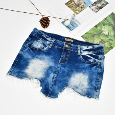 China 2021 High Quality Breathable Lace Button Solid Color Button Ladies Beach Denim Jeans Tight Female Skirt for sale