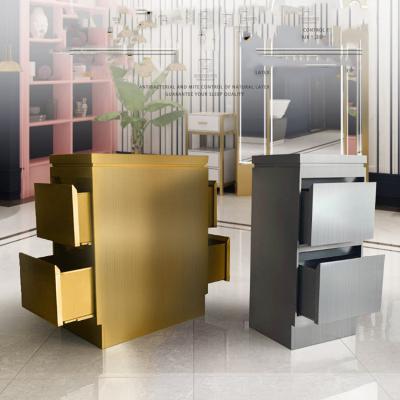 China Gold Style Gold Stainless Steel Salon Trolley Barber Trolley Modern Wall Cabinet for sale