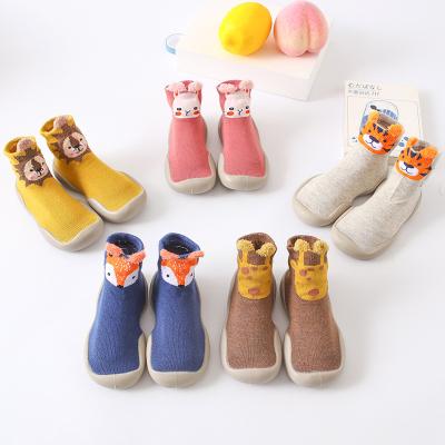 China Breathable On Sale Wholesale Rubber Insoles Kids Shoes Floor Cute Mesh Woven Baby Socks Shoes Cotton Cartoon Duck Animal Non Skid Floor Socks for sale