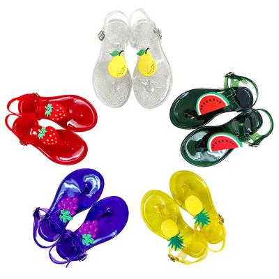 China PVC Waterproof Flat Kids Shoes Wholesale Summer Jelly Kids Cute Fruit Toddler Sandals for sale