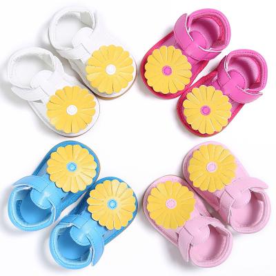 China New Breathable Babies Summer Shoes Flower Soft Leather Sandals Baby Shoes for sale