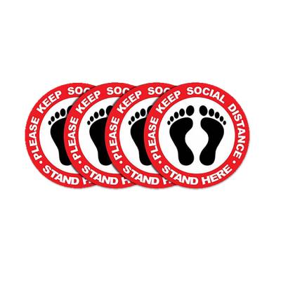 China Wholesale Cheap Distance Sticker Safety Floor Sign Social Distancing Vinyl Floor Decal Footprint Stickers for sale