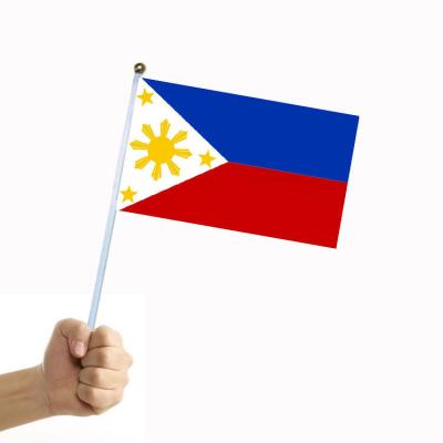 China Hand Flag Philippines Hand Flag 14*21cm Philippines Small Waving National Waving Flags With Plastic Flag Poles Hand Custom Waving Flag for sale