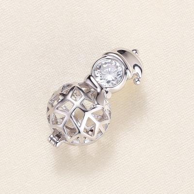 China Jewelry Making Wholesale 925 Sterling Silver Cage Holders With Zirconia Snowman Design Wish Pearl Cage Pendant Mount For Pearl for sale