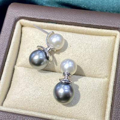 China Classic Sterling Silver Pearl Earrings Stud Double Pearl Earrings Tahitian CLASSIC 925 Pearl Jewelry for sale