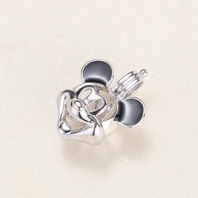 China Jewelry Making Wholesale 925 Sterling Silver Mickey Mouse Design Bead Cage Holders Cage Pendant Mount For Bead for sale