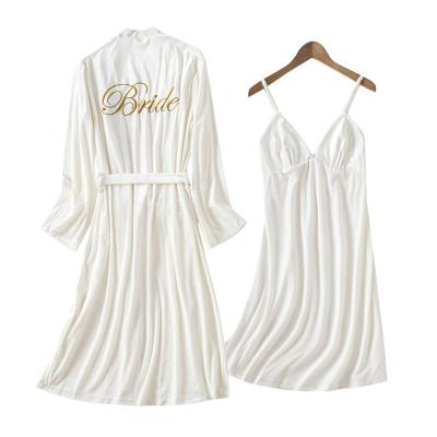 China Thermal High quality Sister Group Wedding Embroidery Velvet Bride bridesmaid Suspender Nightgown pajama Set for sale