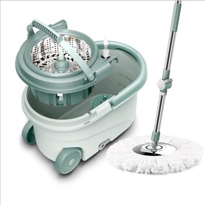 China Household Floor Cleaning Microfiber Mop Set Round 360 Plastic Basket for sale