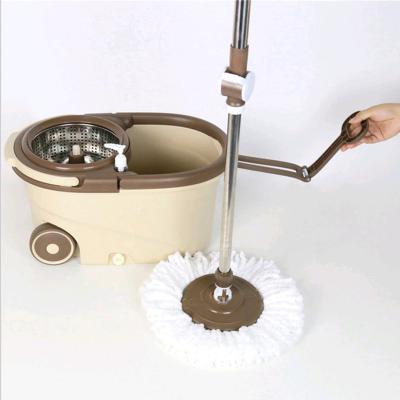 China Floor Cleaner Microfiber Mop Set Wringer Mop Rotating Plastic Spin Bucket Fabric Mop with Steel Handle for sale