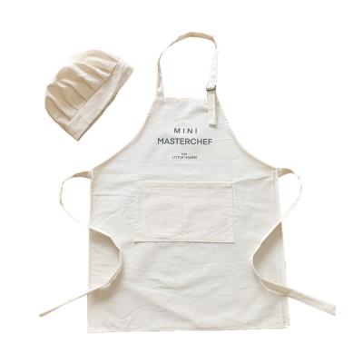 China Wholesale Custom 100% Cotton Eco-Friendly Aprons Logo Kids Chef Hat Apron Kitchen Apron Set for sale