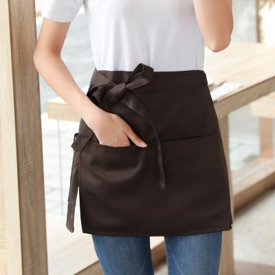 China Eco-Friendly Promotion Custom Logo Half Length Apron Short Waist Apron For Waiter for sale